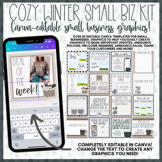 Canva-Editable Cozy Winter Small Biz Kit