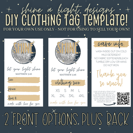 DIY Clothing Tag Front/Back Canva Template