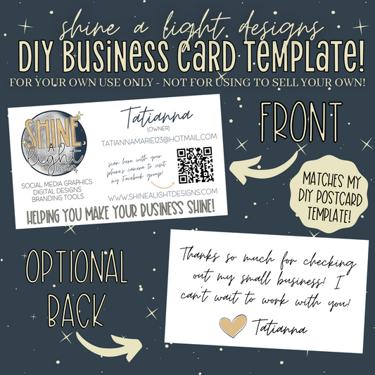 DIY Business Card Canva Template (Matches DIY Postcard Template)
