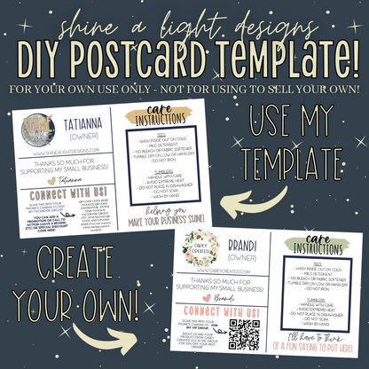 DIY Thank You/Care Info Postcard Canva Template