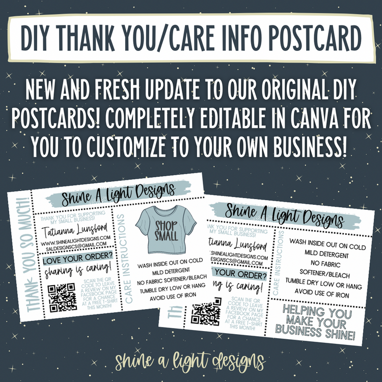 2023 DIY Thank You/Care Info Postcard Canva Template