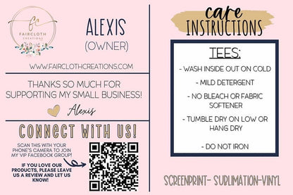 DIY Thank You/Care Info Postcard Canva Template