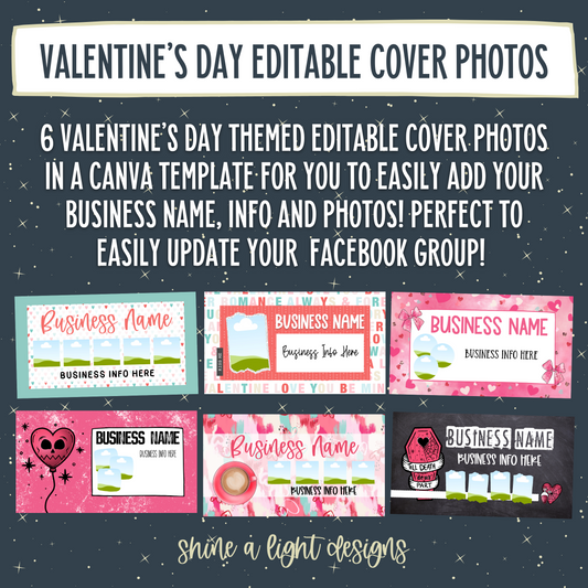Editable Valentine’s Day Cover Photos (Bundle of 6)