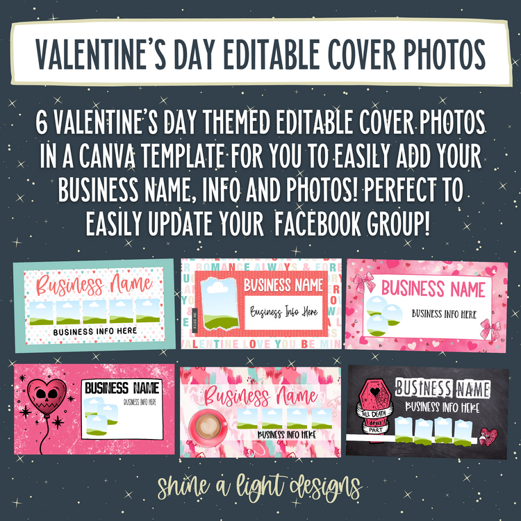Editable Valentine’s Day Cover Photos (Bundle of 6)
