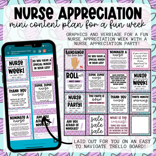 Nurse Appreciation Week - Graphics, Schedule + Verbiage for Any Small Business!