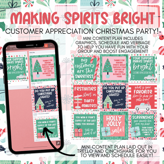 Making Spirits Bright Customer Appreciation Party! - Graphics, Schedule + Verbiage for Any Small Business!