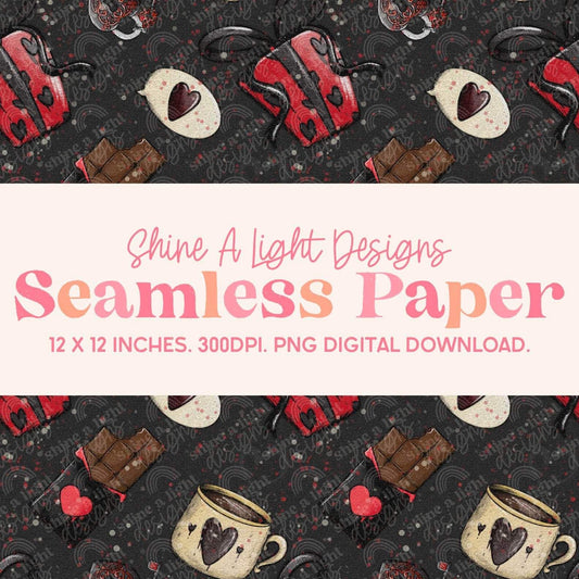 Seamless File Black + Red Valentine Digital Download