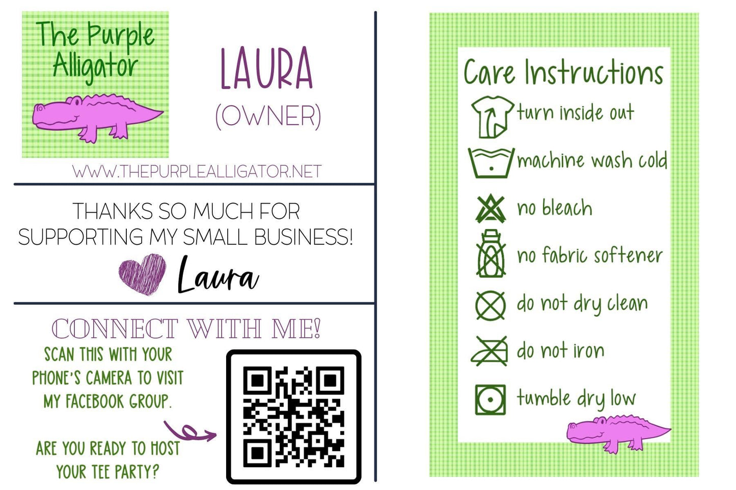 DIY Thank You/Care Info Postcard Canva Template