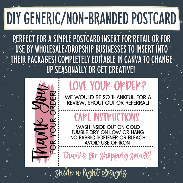 DIY GENERIC/NON-BRANDED Postcard Canva Template (Great for Dropshippers!)