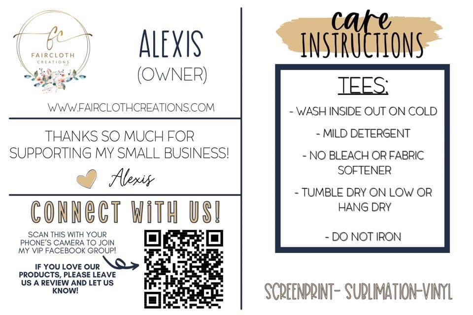 DIY Thank You/Care Info Postcard Canva Template