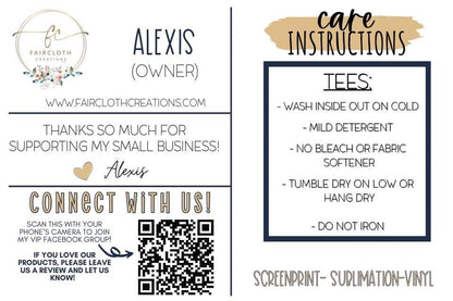 DIY Thank You/Care Info Postcard Canva Template